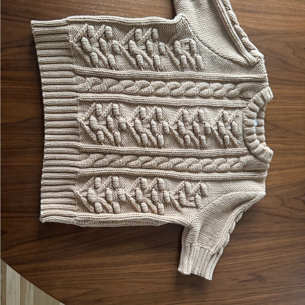 Zar Cotton Cable Knit Cream Sweater